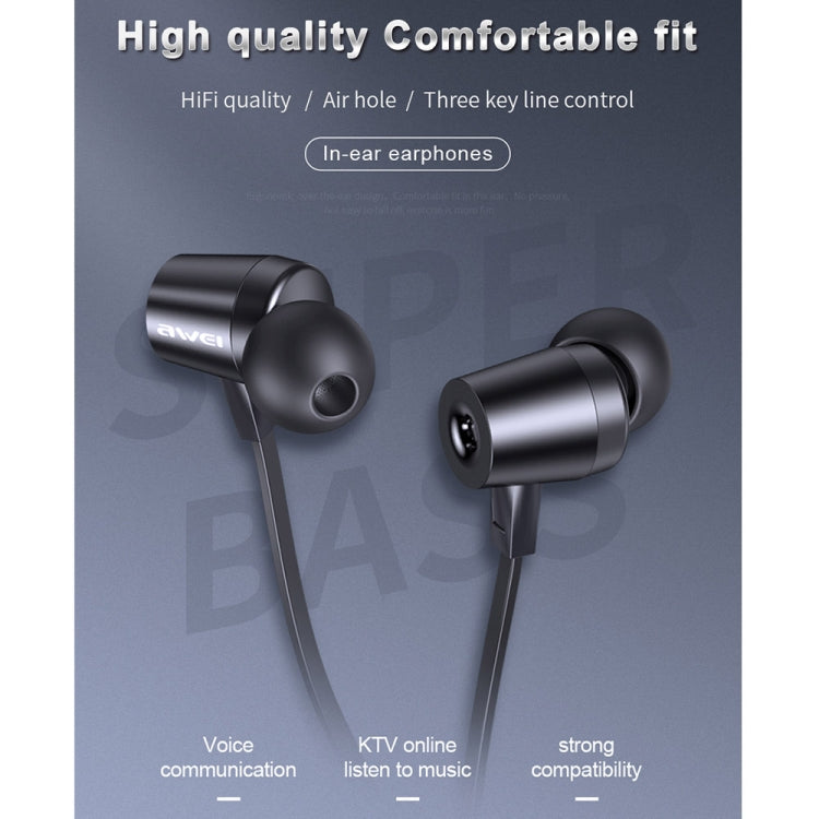 awei L1 Auricular com fio intra-auricular estéreo surround, L1 (Preto), L1 (Cinza)