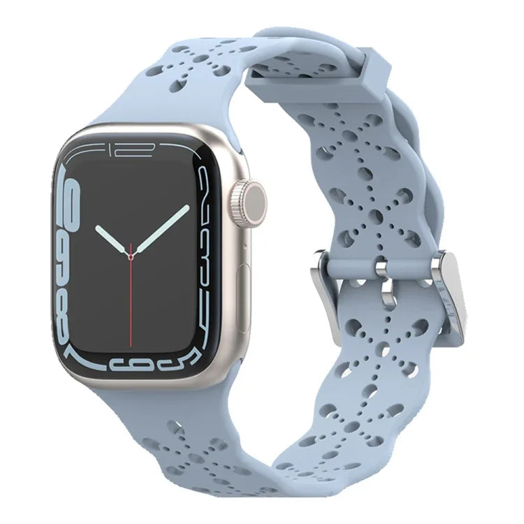 Correia de Relógio em Silicone com Renda Para Apple Watch Series, 7 41mm / 6&SE&5&4 40mm / 3&2&1 38mm, 7 45mm / 6&SE&5&4 44mm / 3&2&1 42mm