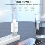 IVON AD-33 Carregador de Viagem 2 em 1 Porta USB Única 2.1A + Conjunto de Cabo de Dados USB para 8 Pinos 1m, Ficha UE, Ficha EUA