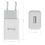 Carregador de Viagem IVON AD-33 2 em 1 2.1A Porta USB Única + Cabo de Dados USB para Micro USB 1m, Ficha UE, EUA