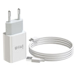 Carregador de Viagem IVON AD-33 2 em 1 2.1A Porta USB Única + Cabo de Dados USB para USB-C / Tipo-C 1m, Ficha UE, EUA