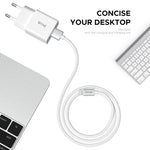IVON AD-35 Carregador de Viagem 2 em 1 18W QC3.0 Porta USB + Conjunto de Cabo de Dados USB para 8 Pinos 1m, Ficha UE, Ficha EUA