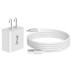 IVON AD-35 Carregador de Viagem 2 em 1 18W QC3.0 Porta USB + Conjunto de Cabo de Dados USB para 8 Pinos 1m, Ficha UE, Ficha EUA