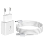 Carregador de Viagem IVON AD-35 2 em 1 18W QC3.0 Porta USB + Cabo de Dados USB para USB-C / Tipo-C 1m, Ficha UE, EUA