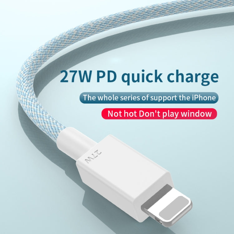 Cabo de Dados Trançado de Carregamento Rápido PD USB-C / Type-C para 8 Pinos 27W, Comprimento do Cabo: 1m, 27W