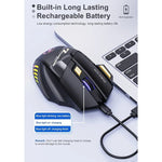 iMICE GW-X7 2.4G + Bluetooth Rato de Jogo Sem Fios Recarregável Silencioso de 7 Botões com Luzes RGB Coloridas, GW-X7 2.4G + Bluetooth