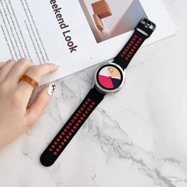 Double Buckles Two-color Silicone Watchband, For Samsung Galaxy Watch4 40mm, For Samsung Galaxy Watch4 44mm