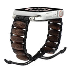 Wooden Bead Watchband For Apple Watch Series, 7 41mm / 6&SE&5&4 40mm / 3&2&1 38mm, 7 45mm / 6&SE&5&4 44mm / 3&2&1 42mm