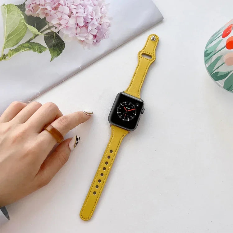 Correia de Relógio em Pele com Textura Lisa Para Apple Watch Series, 7 41mm / 6&SE&5&4 40mm / 3&2&1 38mm, 7 45mm / 6&SE&5&4 44mm / 3&2&1 42mm