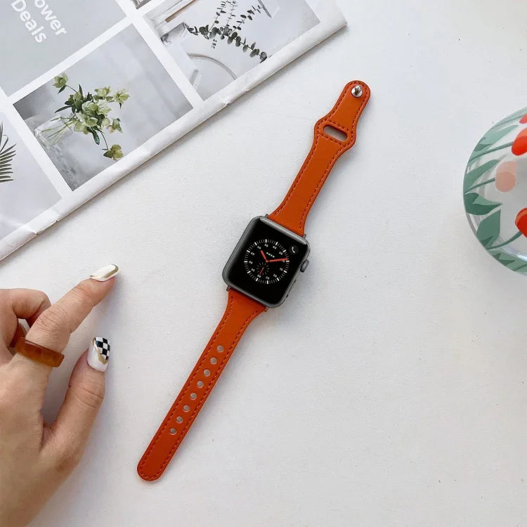 Correia de Relógio em Pele com Textura Lisa Para Apple Watch Series, 7 41mm / 6&SE&5&4 40mm / 3&2&1 38mm, 7 45mm / 6&SE&5&4 44mm / 3&2&1 42mm