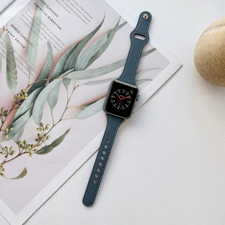 Correia de Relógio em Pele com Textura Lisa Para Apple Watch Series, 7 41mm / 6&SE&5&4 40mm / 3&2&1 38mm, 7 45mm / 6&SE&5&4 44mm / 3&2&1 42mm