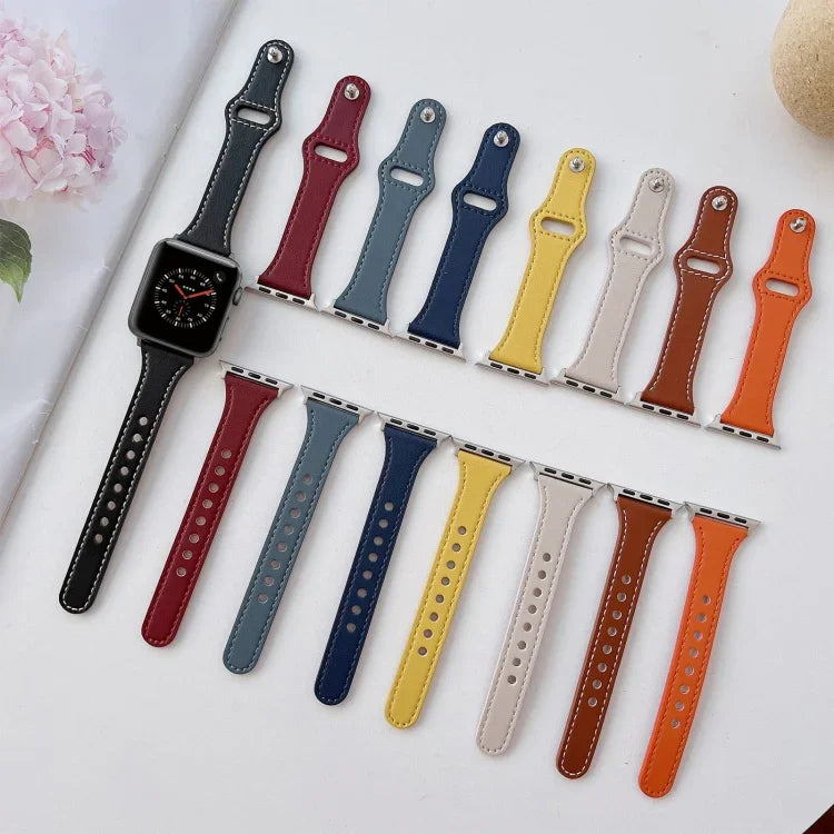 Correia de Relógio em Pele com Textura Lisa Para Apple Watch Series, 7 41mm / 6&SE&5&4 40mm / 3&2&1 38mm, 7 45mm / 6&SE&5&4 44mm / 3&2&1 42mm