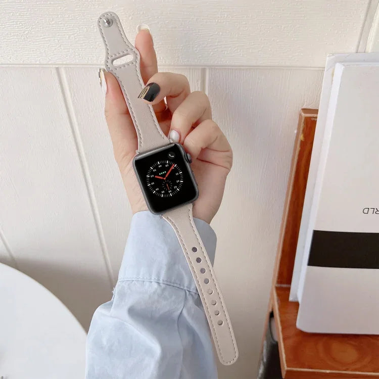 Correia de Relógio em Pele com Textura Lisa Para Apple Watch Series, 7 41mm / 6&SE&5&4 40mm / 3&2&1 38mm, 7 45mm / 6&SE&5&4 44mm / 3&2&1 42mm