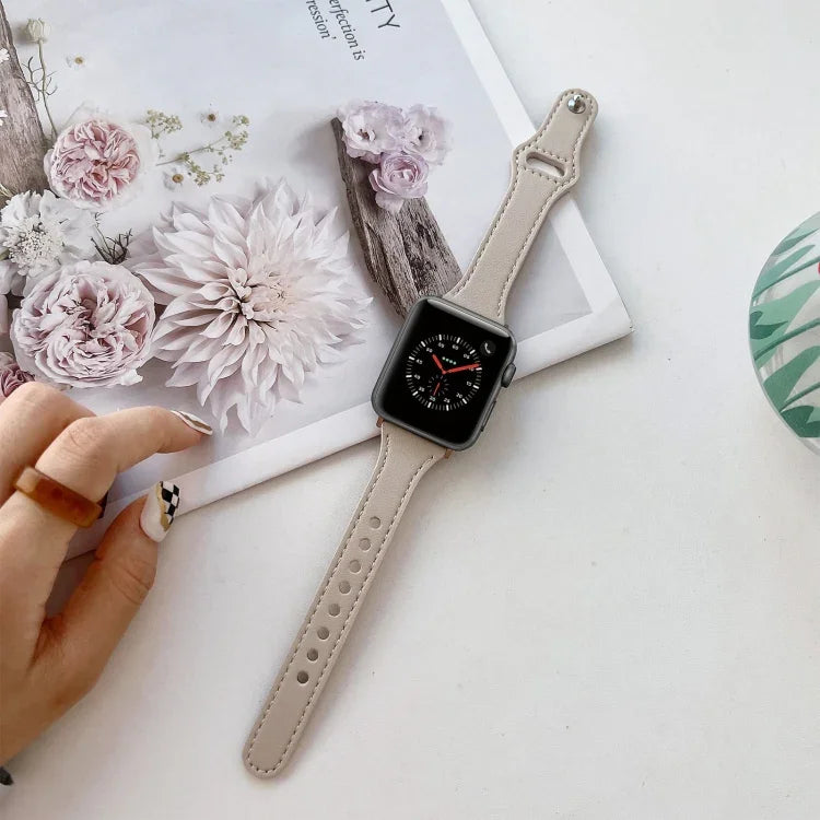 Correia de Relógio em Pele com Textura Lisa Para Apple Watch Series, 7 41mm / 6&SE&5&4 40mm / 3&2&1 38mm, 7 45mm / 6&SE&5&4 44mm / 3&2&1 42mm