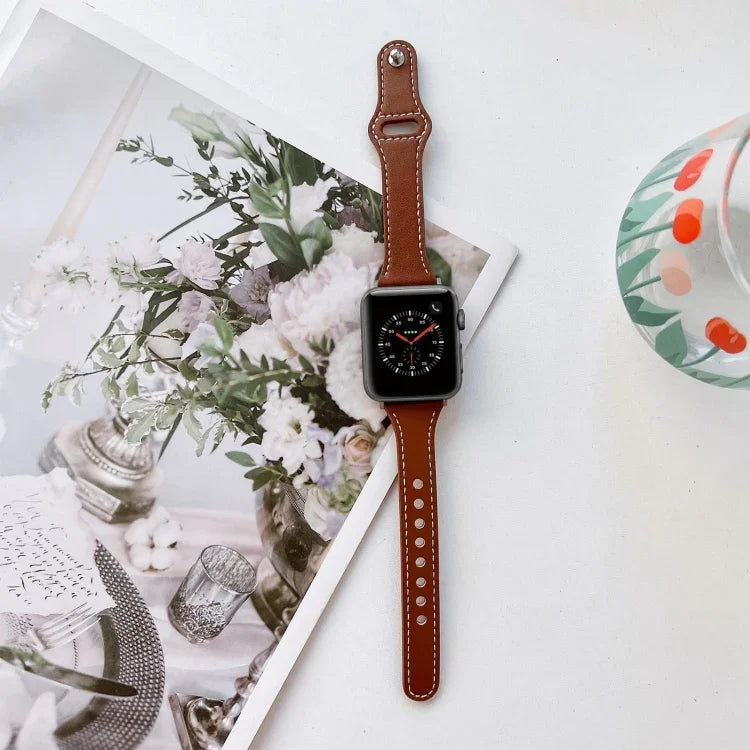 Correia de Relógio em Pele com Textura Lisa Para Apple Watch Series, 7 41mm / 6&SE&5&4 40mm / 3&2&1 38mm, 7 45mm / 6&SE&5&4 44mm / 3&2&1 42mm