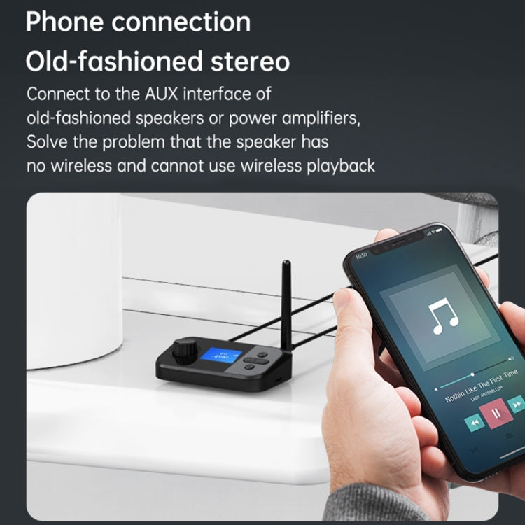Adaptador de Áudio Bluetooth 5.0 Fibra Óptica 3 em 1 C41 com Ecrã LCD, C41