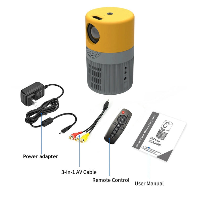 Projetor Mini LED T400 3000 Lumens com Ecrã de 100 polegadas, Edição Base, Ficha UE, Edição Base, Ficha US, Edição Base, Ficha UK, Edição Base, Ficha AU