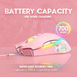 ONIKUMA CW905 2.4G Rato Sem Fios com Iluminação RGB, Rato Sem Fios CW905 (Preto), Rato Sem Fios CW905 (Rosa), Rato Sem Fios CW905 (Cinza Branco)