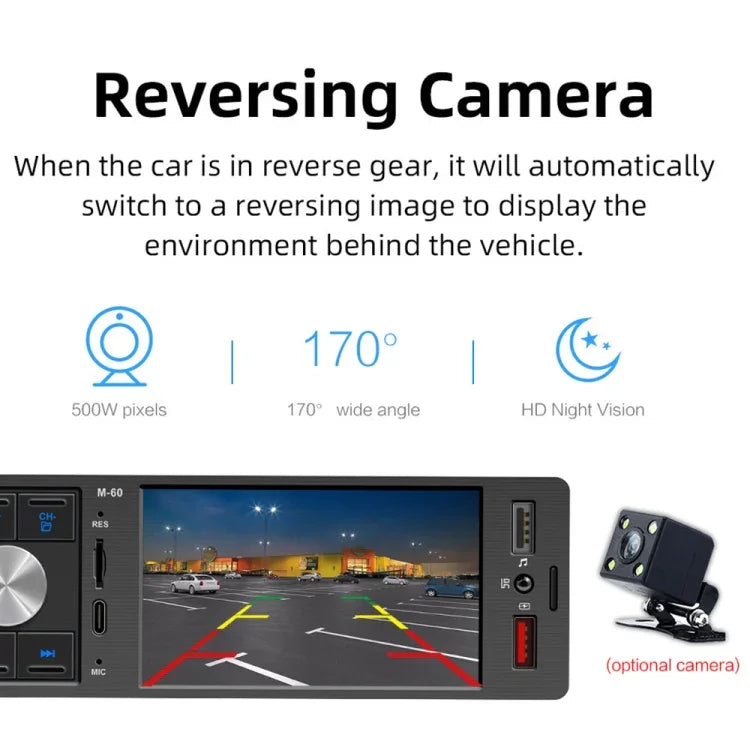 Receptor de Rádio para Carro com Ecrã Tátil de 4,0 polegadas, Leitor Bluetooth MP5 com Comando à Distância, FM60