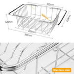 Escorredor de Louça para Cozinha, Cesto para Pia, Suporte para Lavar e Secar Legumes e Frutas em Aço Inoxidável, Estante Ajustável, Estilo Rede Arqueada, Estilo Fundo Plano, Estilo Comum