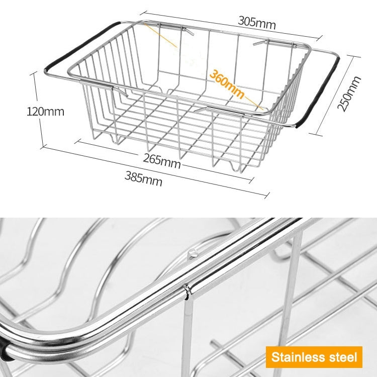 Escorredor de Louça para Cozinha, Cesto para Pia, Suporte para Lavar e Secar Legumes e Frutas em Aço Inoxidável, Estante Ajustável, Estilo Rede Arqueada, Estilo Fundo Plano, Estilo Comum