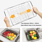 Escorredor de Louça para Cozinha, Cesto para Pia, Suporte para Lavar e Secar Legumes e Frutas em Aço Inoxidável, Estante Ajustável, Estilo Rede Arqueada, Estilo Fundo Plano, Estilo Comum