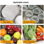Escorredor de Louça para Cozinha, Cesto para Pia, Suporte para Lavar e Secar Legumes e Frutas em Aço Inoxidável, Estante Ajustável, Estilo Rede Arqueada, Estilo Fundo Plano, Estilo Comum