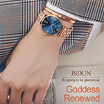 JIN SHI DUN 6533 Relógio de Quartzo Feminino Fashion Impermeável Ultra-fino