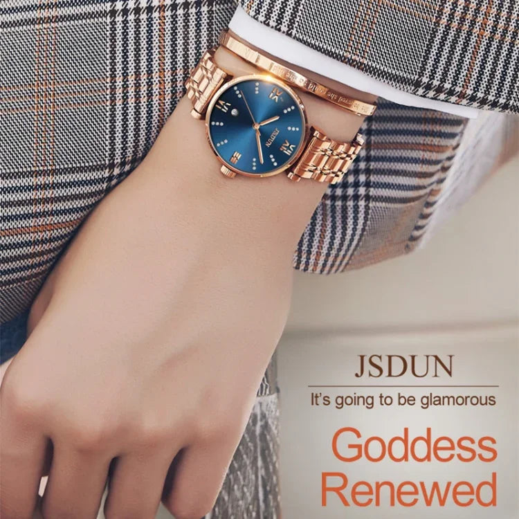 JIN SHI DUN 6533 Relógio de Quartzo Feminino Fashion Impermeável Ultra-fino