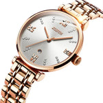 JIN SHI DUN 6533 Relógio de Quartzo Feminino Fashion Impermeável Ultra-fino