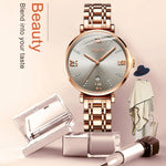 JIN SHI DUN 6533 Relógio de Quartzo Feminino Fashion Impermeável Ultra-fino