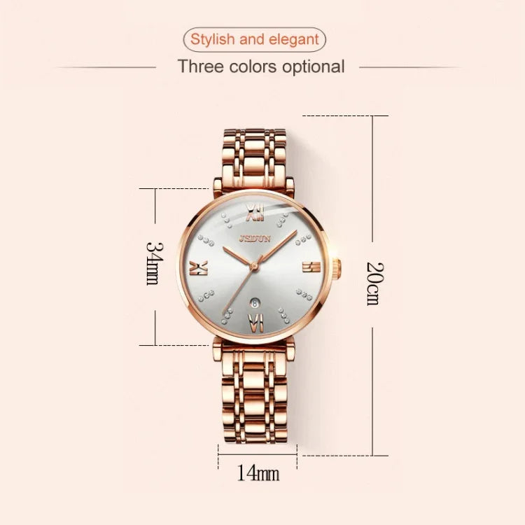 JIN SHI DUN 6533 Relógio de Quartzo Feminino Fashion Impermeável Ultra-fino