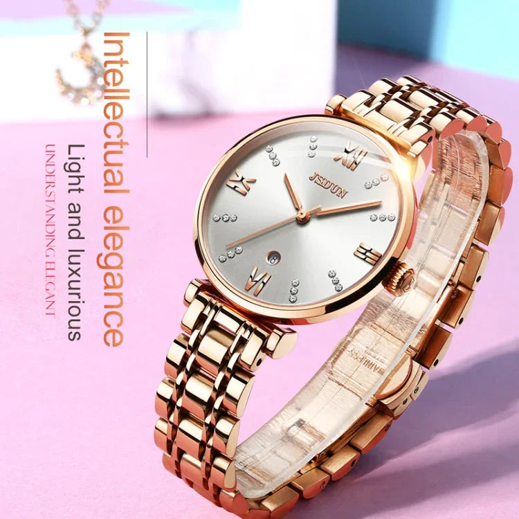 JIN SHI DUN 6533 Relógio de Quartzo Feminino Fashion Impermeável Ultra-fino