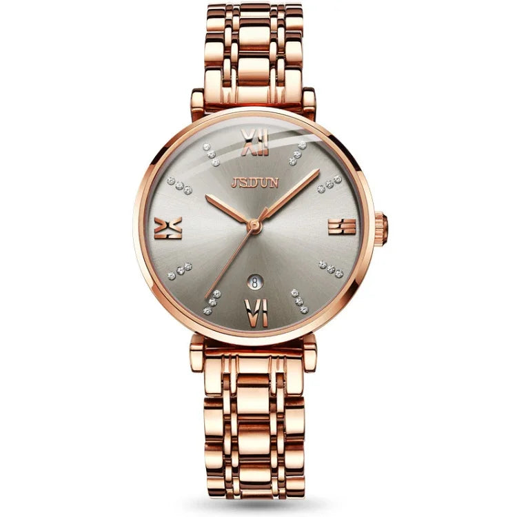 JIN SHI DUN 6533 Relógio de Quartzo Feminino Fashion Impermeável Ultra-fino