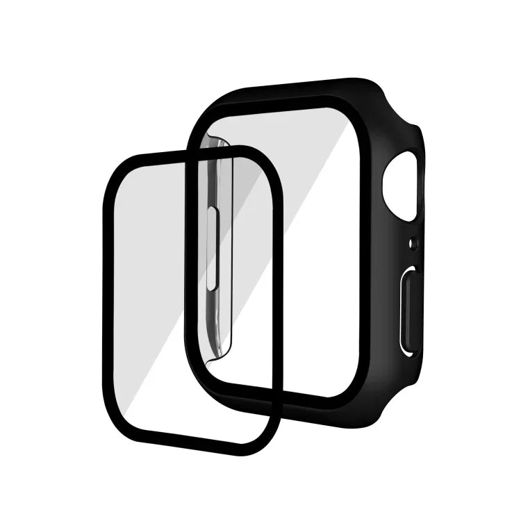 Capa de Relógio Electroplated Mate em PC Abrangente + Vidro Temperado, Para Apple Watch Series 9 / 8 / 7 41mm, Para Apple Watch Series 9 / 8 / 7 45mm