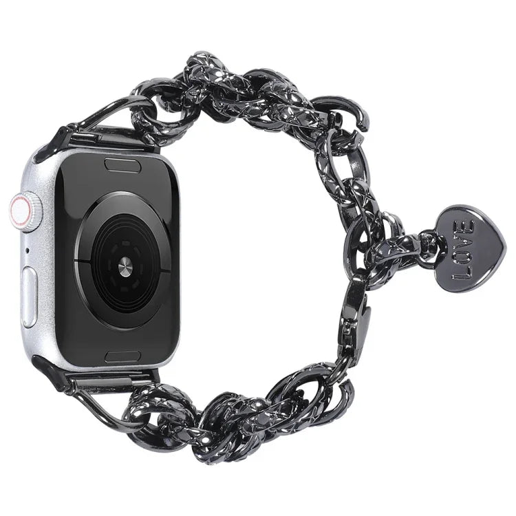 Correia de Relógio com Pendente de Coração em Aço Inoxidável Para Apple Watch Series, 7 41mm / 6&SE&5&4 40mm / 3&2&1 38mm, 7 45mm / 6&SE&5&4 44mm / 3&2&1 42mm
