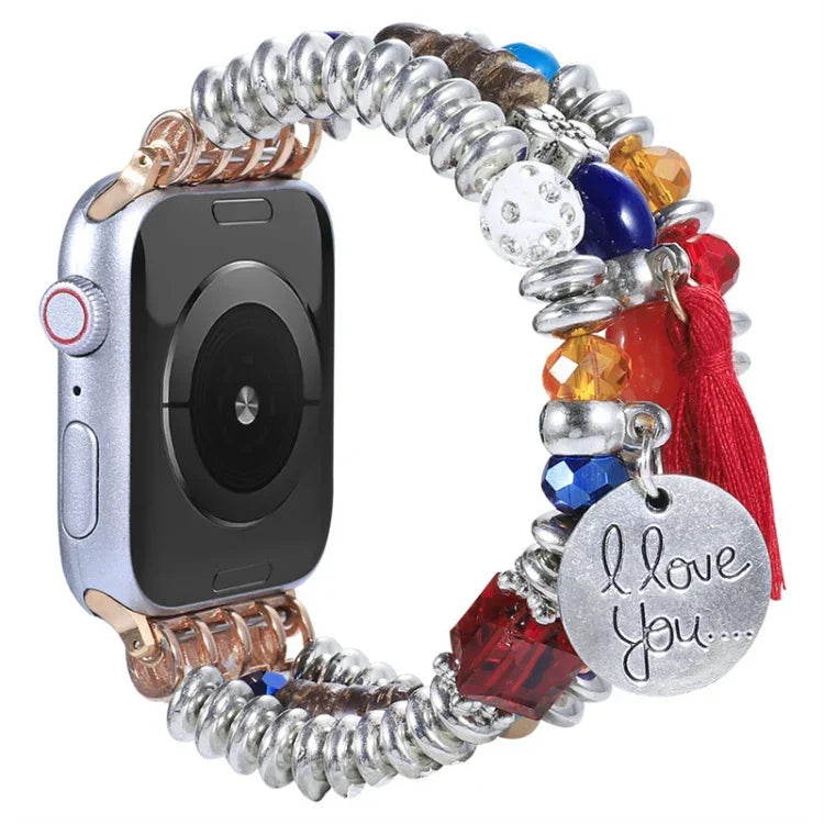 Tassel Beaded Watchband For Apple Watch Series, 7 41mm / 6&SE&5&4 40mm / 3&2&1 38mm, 7 45mm / 6&SE&5&4 44mm / 3&2&1 42mm