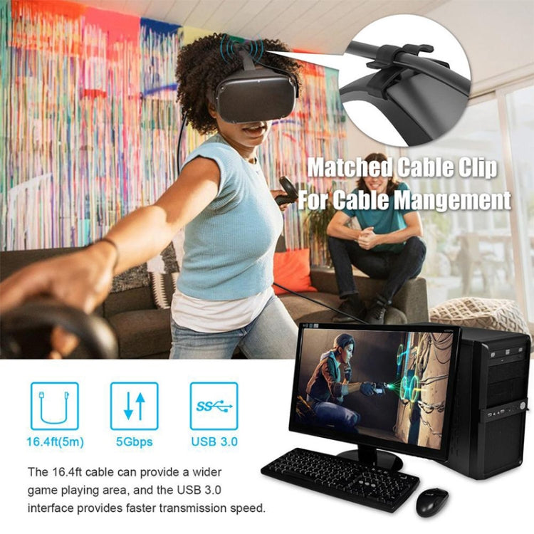 Cabo VR USB 3.2 Gen1 Tipo-C para USB 3.2 Gen1 Tipo-C com Cotovelo Único Para Oculus Quest 1 / 2, 3m Cotovelo Único