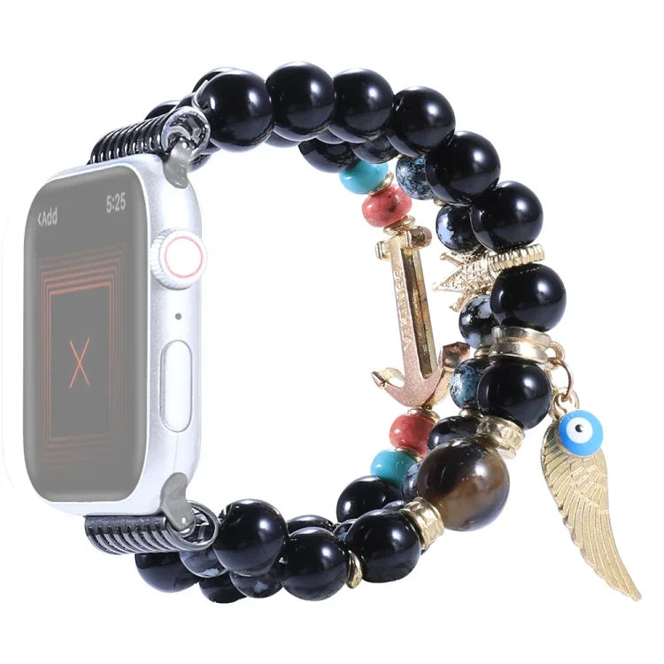 Correia de Relógio com Contas, Coroa e Âncora Para Apple Watch Series, 7 41mm / 6&SE&5&4 40mm / 3&2&1 38mm