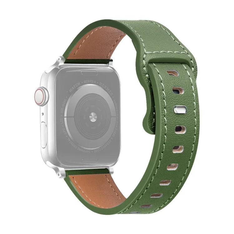 Correia de Relógio em Pele de Vaca com Fivela Borboleta Para Apple Watch Series, 7 41mm / 6&SE&5&4 40mm / 3&2&1 38mm, 7 45mm / 6&SE&5&4 44mm / 3&2&1 42mm