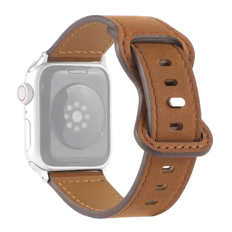 Correia de Relógio em Pele Crazy Horse com Fivela Borboleta Para Apple Watch Series, 7 41mm / 6&SE&5&4 40mm / 3&2&1 38mm, 7 45mm / 6&SE&5&4 44mm / 3&2&1 42mm