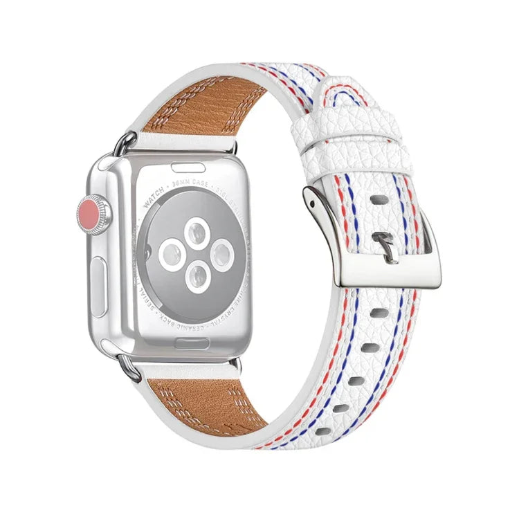 Bracelete de Relógio de Couro de Três Linhas Para Apple Watch Series, 7 41mm / 6&SE&5&4 40mm / 3&2&1 38mm, 7 45mm / 6&SE&5&4 44mm / 3&2&1 42mm