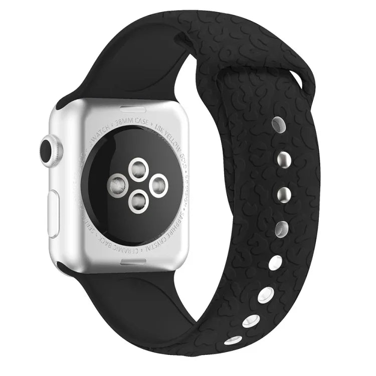 Leopard Embossing Silicone Watchband For Apple Watch Series, 7 41mm / 6&SE&5&4 40mm / 3&2&1 38mm, 7 45mm / 6&SE&5&4 44mm / 3&2&1 42mm