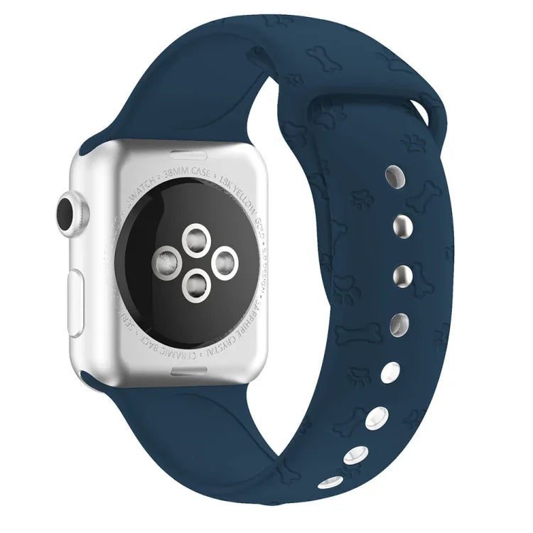 Bracelete de Relógio em Silicone com Relevo de Pata de Cão Para Apple Watch Series, 7 41mm / 6&SE&5&4 40mm / 3&2&1 38mm, 7 45mm / 6&SE&5&4 44mm / 3&2&1 42mm