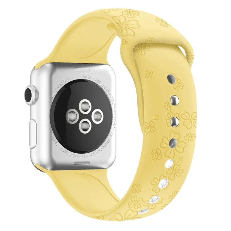 Bracelete de Relógio em Silicone com Relevo de Trevo de Quatro Folhas Para Apple Watch Series, 7 45mm / 6&SE&5&4 44mm / 3&2&1 42mm, 7 41mm / 6&SE&5&4 40mm / 3&2&1 38mm