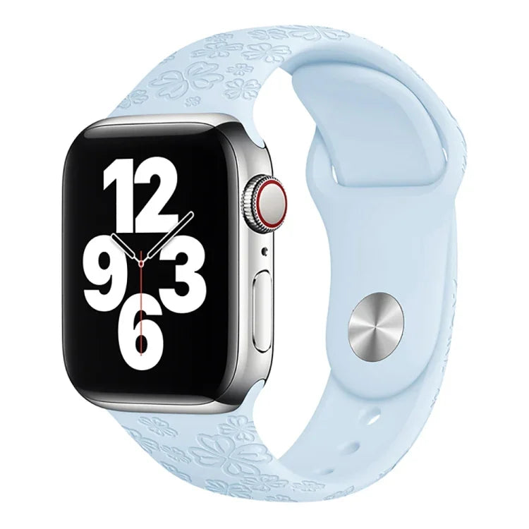 Bracelete de Relógio em Silicone com Relevo de Trevo de Quatro Folhas Para Apple Watch Series, 7 45mm / 6&SE&5&4 44mm / 3&2&1 42mm, 7 41mm / 6&SE&5&4 40mm / 3&2&1 38mm