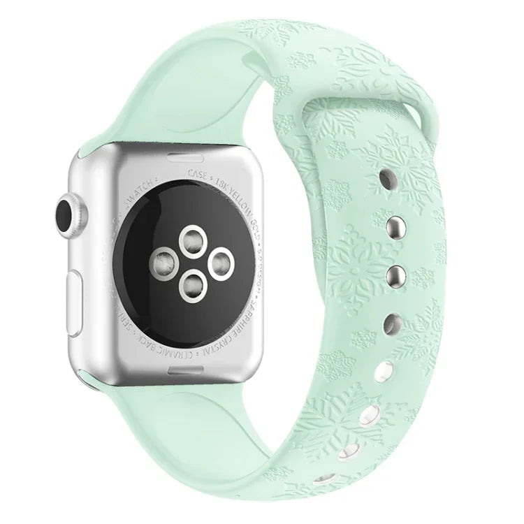 Bracelete de Relógio em Silicone com Relevo de Floco de Neve Para Apple Watch Series, 7 41mm / 6&SE&5&4 40mm / 3&2&1 38mm, 7 45mm / 6&SE&5&4 44mm / 3&2&1 42mm