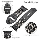 Bracelete de Relógio Masculino em Pele Genuína Para Apple Watch Series, 7 41mm / 6&SE&5&4 40mm / 3&2&1 38mm, 7 45mm / 6&SE&5&4 44mm / 3&2&1 42mm