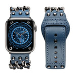 Bracelete de Relógio Masculino em Pele Genuína Para Apple Watch Series, 7 41mm / 6&SE&5&4 40mm / 3&2&1 38mm, 7 45mm / 6&SE&5&4 44mm / 3&2&1 42mm