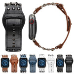 Bracelete de Relógio Masculino em Pele Genuína Para Apple Watch Series, 7 41mm / 6&SE&5&4 40mm / 3&2&1 38mm, 7 45mm / 6&SE&5&4 44mm / 3&2&1 42mm